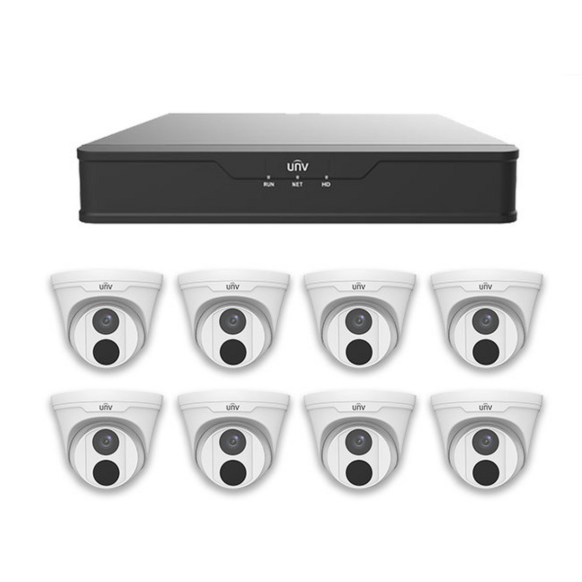 UniView 8CH PoE 4K NVR 2TB, 8 x 4MP Turret Cameras Kit