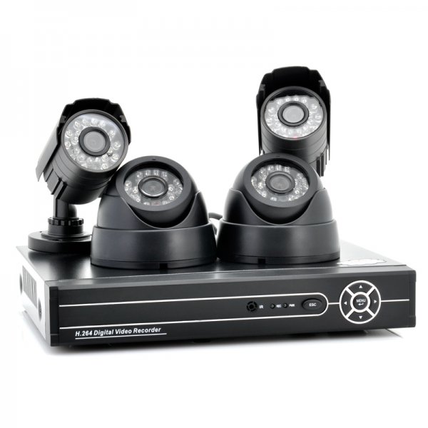 Complete CCTV Security System with 2x Indoor + 2x Outdoor Cameras