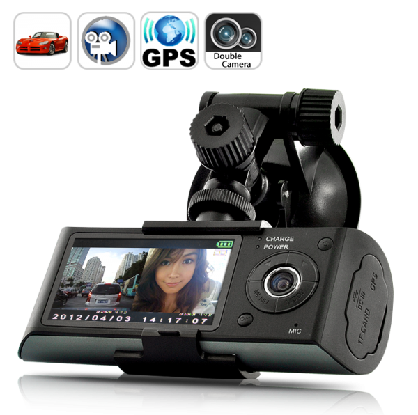 Dual Camera Car Blackbox DVR with GPS Logger